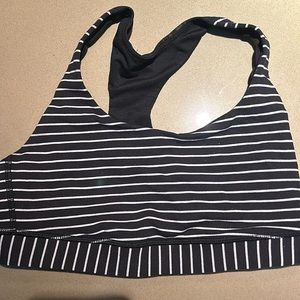 Lululemon black and white striped sports bra